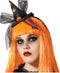 Halloween heksenhoed - mini hoedje op diadeem - one size - zwart/oranje - meisjes/dames - verkleed accessoires