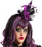 Halloween heksenhoed - mini hoedje op diadeem - one size - zwart/paars - meisjes/dames - verkleed accessoires
