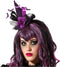 Halloween heksenhoed - mini hoedje op diadeem - one size - zwart/paars - meisjes/dames - verkleed accessoires