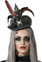 Halloween heksenhoed - mini hoedje op diadeem - one size - zwart/rood - meisjes/dames - verkleed accessoires
