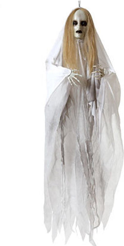 Halloween/horror thema hang decoratie Geest/spook - met LED licht en geluid - griezel pop - 100 cm