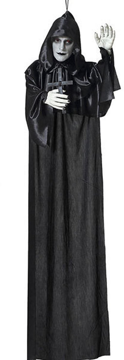 Halloween/horror thema hang decoratie Geest/spook Priester - met LED licht - enge/griezelige pop - 120 cm