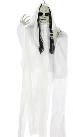 Halloween/horror thema hang decoratie pop geest/spook - met LED licht - enge/griezelige pop - 100 cm