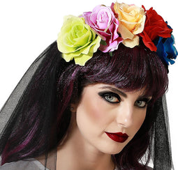 Halloween/horror verkleed diadeem/tiara/bloemenkrans - zombie/heks/day of the dead - dames/meisjes