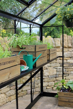 Halls Greenhouses Tafel Birdlip 64 -Geïntegreerd Zwart Gecoat