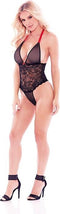 Halterbody kant en mesh Barely Bare - - Zwart