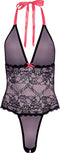 Halterbody kant en mesh Barely Bare - - Zwart