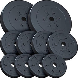 Halterschijven set 30 kg, Kunststof, 2x7,5 kg - 4x2,5 kg - 4x1,25 kg halterschijf, 30 mm boring, Gewichten, Voor effectieve krachttraining, Fitness, Gewichtsschijven, Schijvenset
