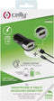 Celly CCUSBMICRO - Turbo Autolader met Micro-USB Kabel - 2.4A Output - Zilver Zwart