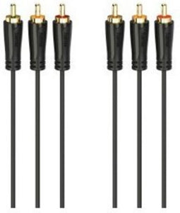 Hama Audio-/videokabel, 3 cinch-stekkers - 3 cinch-stekkers, verguld, 3,0 m