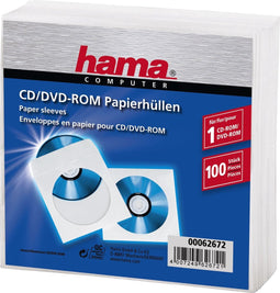 Hama Cd/dvd protection sleeves papier wit 100 stuks