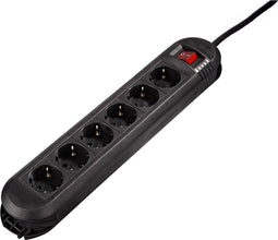 Hama "Colour" 6 - voudige Stekkerdoos, schakelaar, 1.5m, zwart