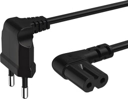 Hama Euro-netsnoer, aan beide kanten in hoek, 5 m, zwart