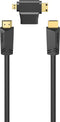 Hama High-speed HDMI™-kabel, conn. - stek., ethernet, 1,5 m + HDMI™-adapter