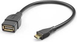 Hama Micro-USB naar USB-A Adapter - Female OTG Data Converter - USB2.0 - 480Mbps - Geschikt voor smartphone, tablet en laptop - 15cm - Zwart
