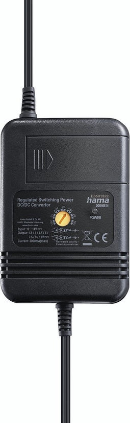 Hama Netadapter voor auto, instelbaar, 2000mA, 24W, max. 12V, gest., 8 adapters