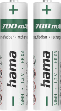 Hama NiMH-accu's, AAA micro, 700 mAh 1,2V, 2 stuks