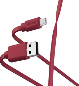Hama Oplaad-/gegevenskabel "Flat", USB-A - micro-USB, 1 m, rood