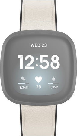 Hama Polsband voor Fitbit Versa 3/Sense, horlogebandje van leer en silic., wit