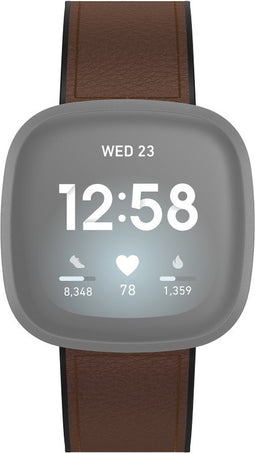Hama Polsband voor Fitbit Versa 3/Sense, horlogebandje van leer en silic., bruin