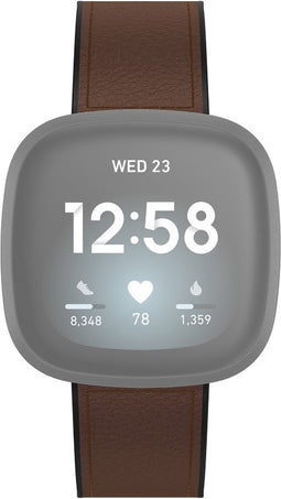 Hama Polsband voor Fitbit Versa 3/Sense, horlogebandje van leer en silic., bruin