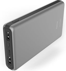 Hama Power Pack "ALU15HD" 15000mAh, 3 uitgangen: 1x USB-C, 2x USB-A, zilver