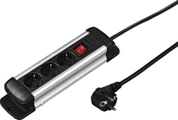 Hama "Pro-S 30S" 3 - voudige Stekkerdoos , schakelaar, 3m, zwart/zilver