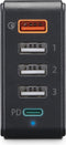 Hama Snellader, 1x USB-C, 4x USB-A, PD, 51 W, met stekker, zwart