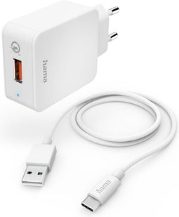 Hama Snellader met oplaadkabel USB-C, 19,5 W, 1,5 m, wit
