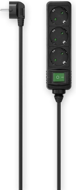 Hama Stekkerdoos, 3-voudig, schakelaar, 3 m, zwart