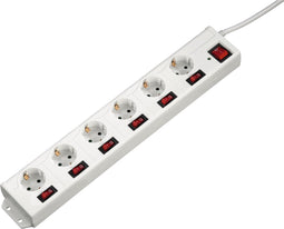 Hama Stekkerdoos "6+1", XL, 6-voudig, afzonderlijk schakelbaar, wit