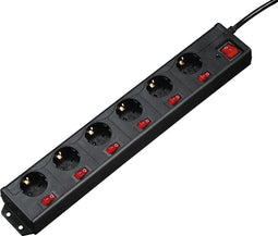 Hama Stekkerdoos "6+1", XL, 6-voudig, afzonderlijk schakelbaar, zwart