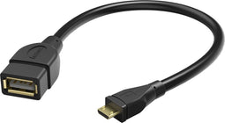 Hama USB-2.0-adapterkabel, OTG, micro-B-stekker - A-bus, 15 cm, zwart