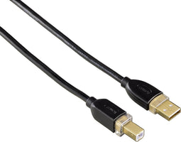 Hama USB 2.0 Cable, verguld, dubbel afgeschermd, 3.00 m, zwart