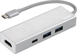 Hama USB-3.1-Type-C-hub 1:3 "Aluminium", 2x USB-A, USB-C, HDMI™, bus-powered