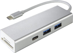 Hama USB-3.1-Type-C-hub 1:3 "Aluminium", 2x USB-A, USB-C, kaartlezer