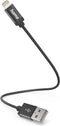 Hama USB-A naar Lightning Kabel - Oplaadkabel geschikt voor iPhone / iPad - MFI gecertificeerd - Nylon materiaal - 2,4A USB2.0 - 480Mbps - 20cm - Zwart