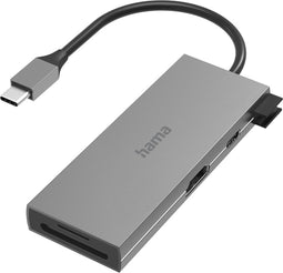 Hama USB-C-hub, Multiport, 6-poorts, 2x USB-A, USB-C, HDMI™, SD, microSD