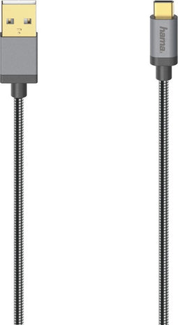 Hama USB-C-kabel, USB 2.0, 480 Mbit/s, metaal, 0,75 m