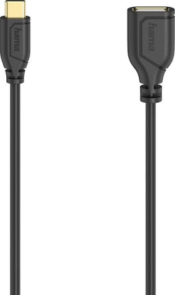 Hama USB-C-OTG-kabel "Flexi-Slim", USB 2.0, 480 Mbit/s, zwart, 0,15 m