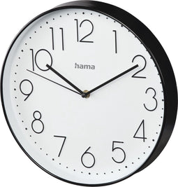 Hama Wandklok "Elegance", Ø 30 cm, geluidsarm, zwart/wit