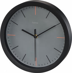 Hama Wandklok "MaxR", Ø 25 cm, geluidsarm, grijs