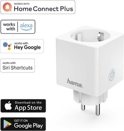 Hama Wifi-stopcontact "Mini", met meting van verbruik, via spraak/app te bed.