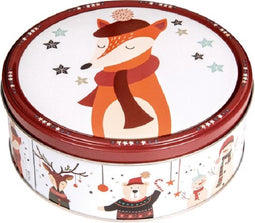 Hamlet - Koektrommel - Vos - Inclusief Koekjes - 150 gram - rond koekblik - Kerstblik - 14cm