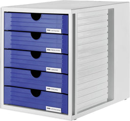 HAN ladekast - 5 gesloten laden - grijs/blauw - HA-1450-14