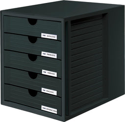 HAN ladekast - 5 gesloten laden - zwart - HA-1450-13