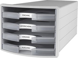 HAN ladekast - IMPULS - 280 x 367 x 235mm - grijs/transparant - 4 lades - HA-1013-63