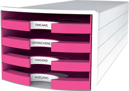 HAN ladekast - IMPULS - 4 lades - wit/roze - HA-1013-56