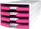 HAN ladekast - IMPULS - 4 lades - wit/roze - HA-1013-56