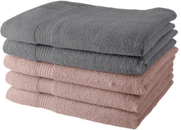 Handdoekenset Today Grijs Licht Roze 5 Onderdelen 70 X 130 Cm